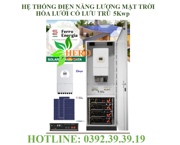 HỆ THỐNG ĐIỆN NĂNG LƯỢNG MẶT TRỜI HÒA LƯỚI CÓ LƯU TRỮ 5,34Kwp